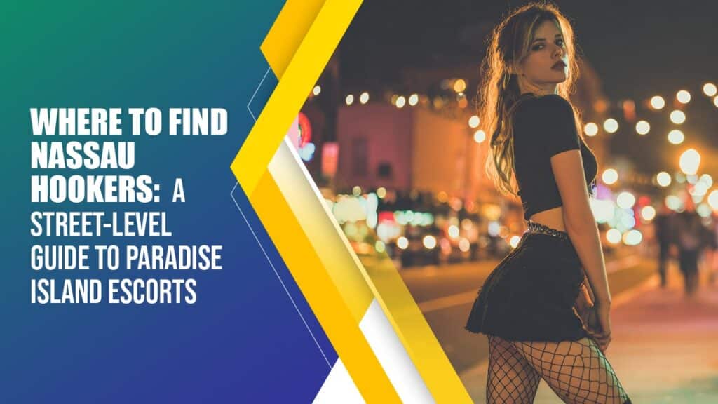Woman standing on a Nassau street at night, representing a travel guide about where people research escorts and nightlife on Paradise Island, Bahamas.